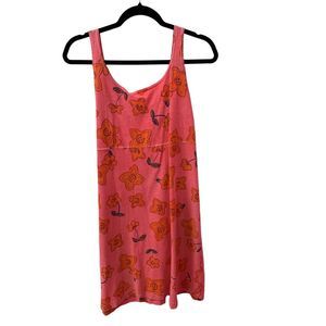 Fresh Produce Women's Coral Orange Floral Cotton Tank Dress Small